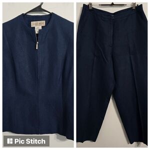 V#24 Jones Wear Size 10 Women's Navy‎ Top And Bottom Set